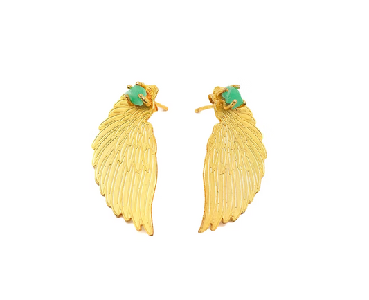 Small Emerald Engraved Wings Mole